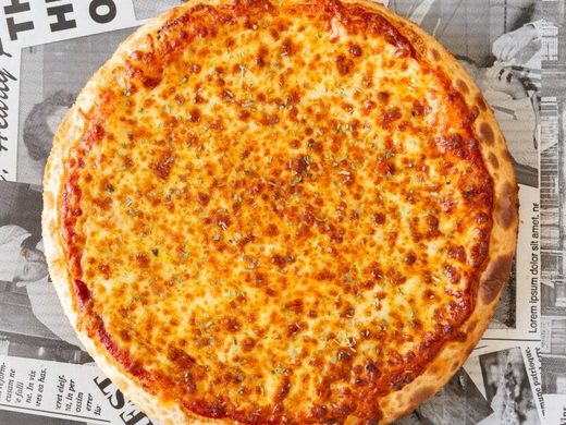 Margherita pizza with golden melted cheese